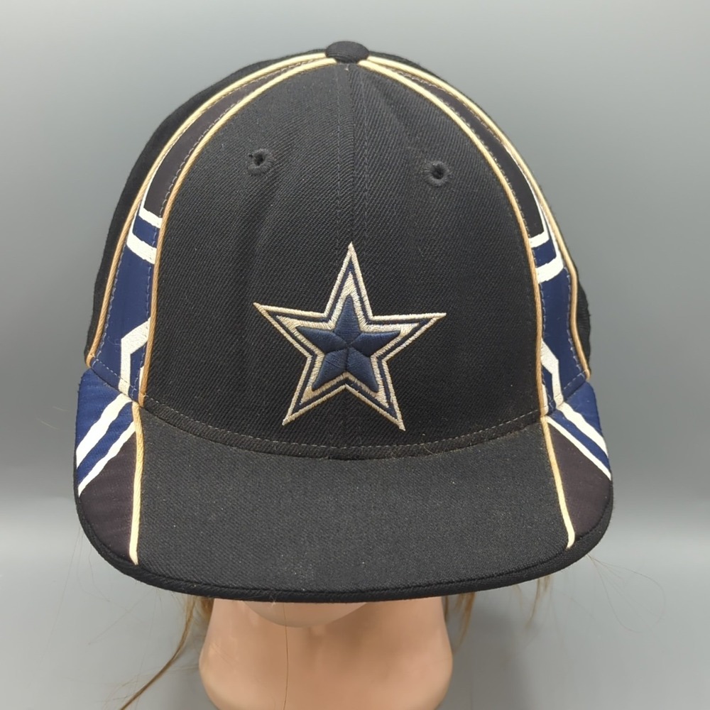 Vintage Dallas Cowboys NFL Football Hat Fitted Cap Wool Reebok Size 7 3/8 Black